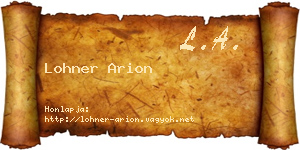 Lohner Arion névjegykártya
